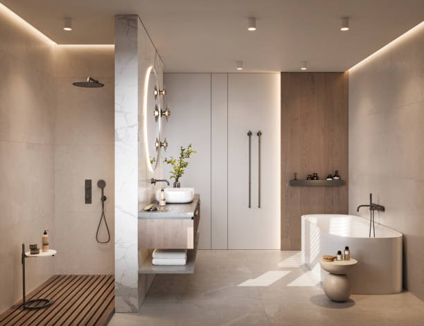 Beautiful interior view of a bathroom in a large family home built by the best bathroom remodeling company in dripping springs TX