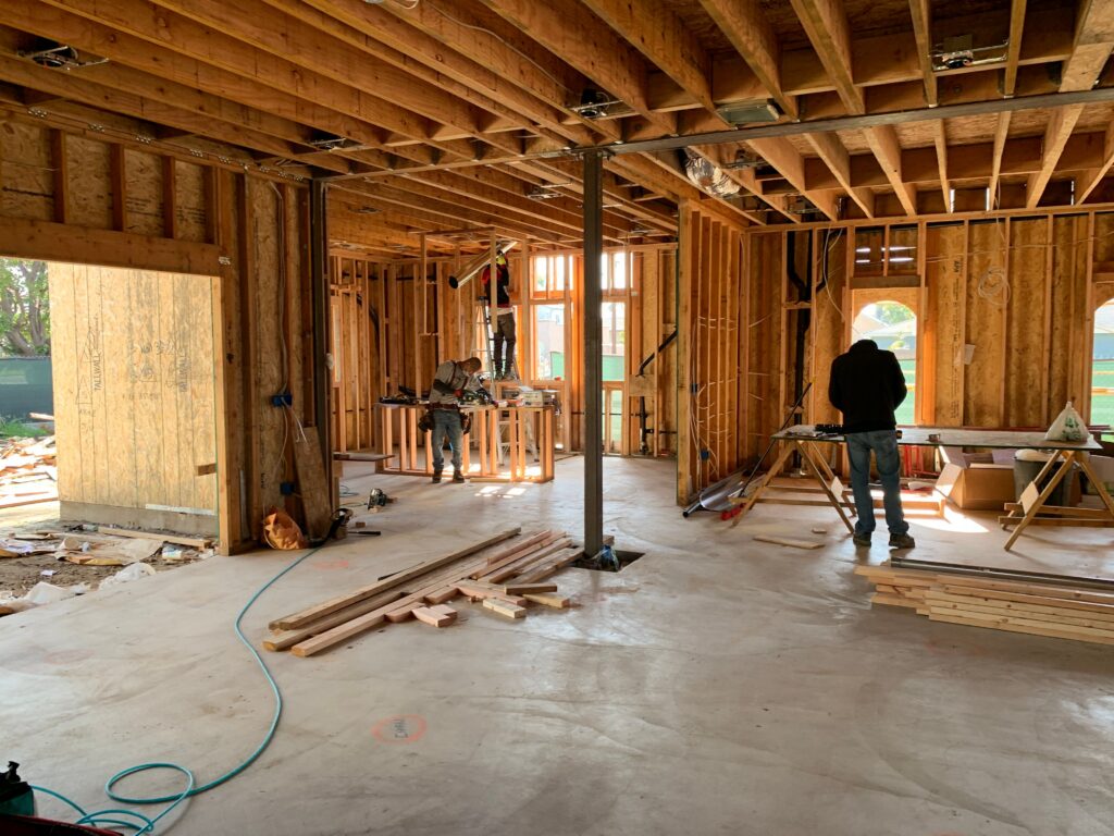 Commercial remodeling services in huge white office.